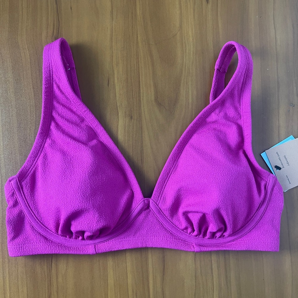 Shade & Shore Womens Pink Underwire Bikini Top Bra 36D Textured Adjustable Strap